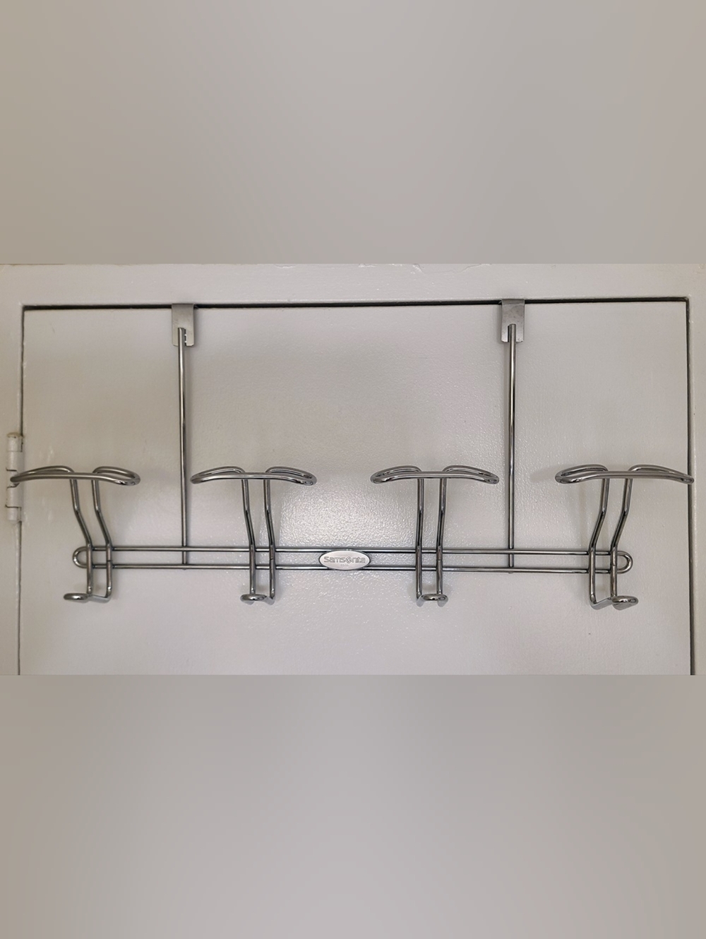 Samsonite - Over Door 4 Hooks Towels Robes Chrome Hanger Rack Organizer